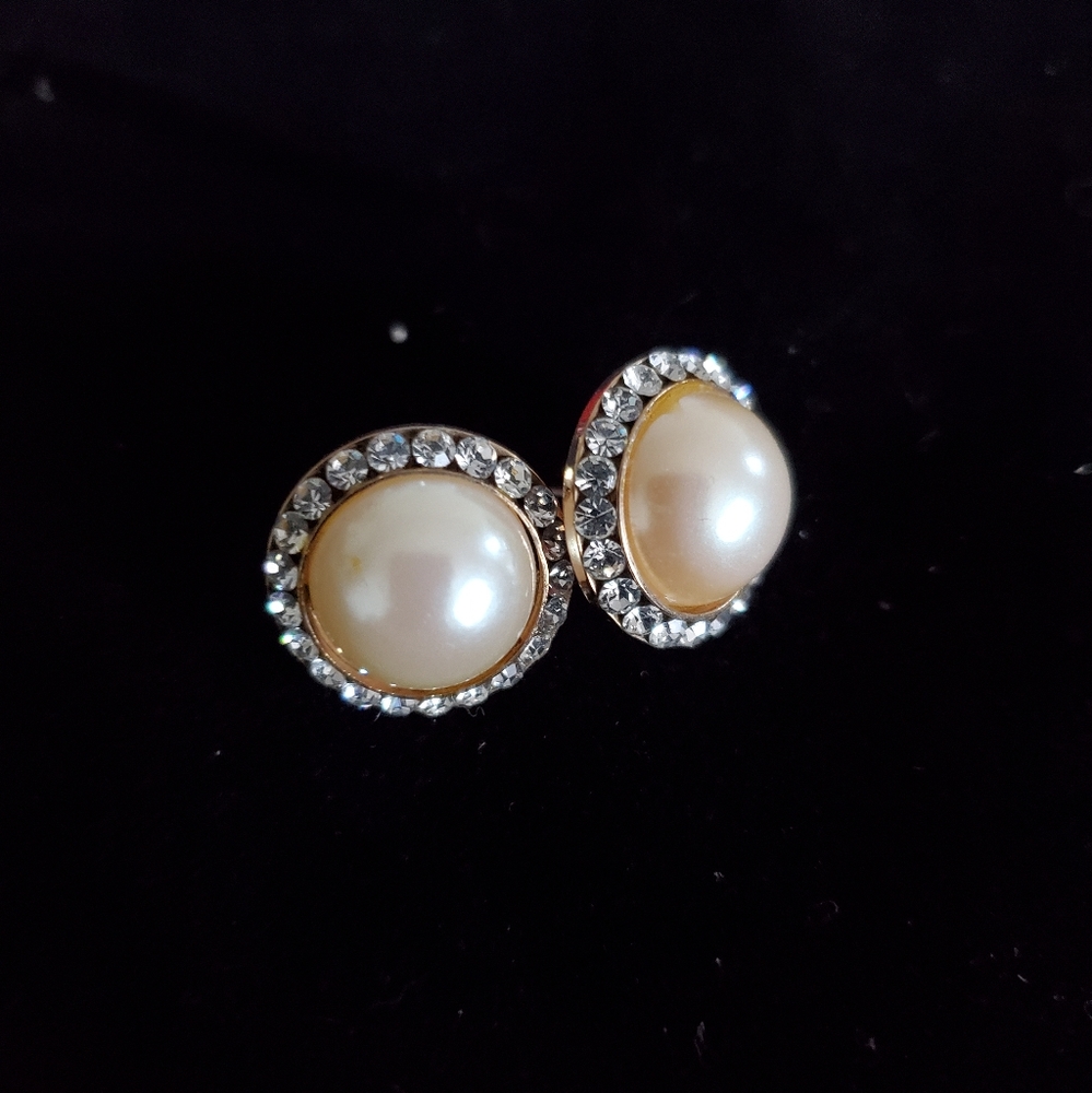 Pearl and rhinestone earrings